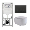 QeramiQ Dely Swirl Ensemble WC- 36,3x51,7 cm - réservoir encastré Geberit UP320 - abattant fin - plaque de commande noire mate - boutons rectangulaires - blanc mat SW1126122