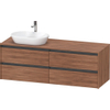 Duravit Ketho.2 Wastafelonderbouwkast - inclusief consoleplaat - met 4 laden - voor waskom links - 160x55x56.8cm - met handgrepen antraciet - noten mat SW771929