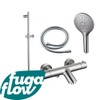 FugaFlow Eccelente Sobrado Mitigeur baignoire - avec barre curseur - douchette ronde - flexible lisse - Inox brossé SW1124000