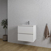 Saniclass Chaci Ensemble meuble de salle de bains - 60x46x55cm - lavabo en céramique blanc - 1 vasque ovale - 1 trou de robinet - 2 tiroirs - blanc mat SW721284