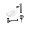 Fugaflow Efficiente Pietra Ensemble de fontaine - 40x21,5x12cm - droite - lisse - demi-rond - 1 trou de robinet - céramique - robinet de fontaine gunmetal - bouchon de vidange - siphon abaissé - blanc mat SW1442362