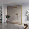 Fortifura Galeria Vrijstaande Inloopdouche - 180x200cm - Rookglas - antikalk - 8mm veiligheidsglas - 2 zijwanden - 30cm - wandsteunen en hoekprofielen - PVD - geborsteld messing (goud) SW993040