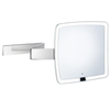 Smedbo Outline Miroir de maquillage rotatif mural avec éclairage LED carré 20cm grossissant 7x USB Chrome SW724514