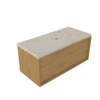 Saniclass Holz Frame Badkamermeubelset - 100x45x43cm - Travertine natuurstenen topblad - 1 kraangat - 1 lade - mat eiken natural (hout) SW1478864