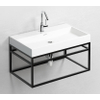 Clou Wash Me ensemble de meuble de salle de bains Frame 70x38x42cm Noir mat Lavabo céramique blanc brillant avec robinet Xo 7 clapet de vidage ouvert et siphon Chromé SW536620