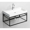 Clou Wash Me Meuble salle de bains 70x38x42cm Noir mat Lavabo céramique blanc brillant avec robinet Xo 7 et bonde non-obturable et siphon chrome SW536620
