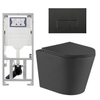 QeramiQ Dely Toiletset - 36.3x51.7cm - diepspoel - rimless - Geberit UP320 inbouwreservoir - met Burda frame - softclose toiletzitting - mat zwarte bedieningsplaat - rechtehoekige knoppen - zwart mat SW804619