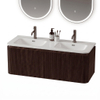 Royal Plaza Terra Edge Ensemble meuble de salle de bains - 120x45.5x46cm - vasque en céramique blanc brillant - 2 vasques - 2 trous de robinet - 2 tiroirs - châtaignier (noyer) SW1471941
