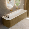 Mondiaz KURVE-DLUX Ensemble de meubles de salle de bains - 145x46x40cm - 1 tiroir - 1 porte - vasque solid surface - droite - sans trou de robinet - Dusk SW1415164