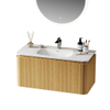 Royal Plaza Terra Badkamermeubelset - 100x46.2x46cm - solid surface wastafel wit glans - 1 wasbak - 1 kraangat - 2 lades - sandwood (licht eiken) SW1447025