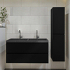 Wiesbaden marmaris ensemble de meubles de salle de bains 120x58x45cm 2 tiroirs 2 trous de robinetterie pierre naturelle sans miroir noir mat SW794494