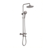 Fortifura Calvi Regendoucheset - thermostatisch - 25cm hoofddouche - gladde slang - ronde handdouche - draaibare baduitloop - Geborsteld Gunmetal PVD SW1592509