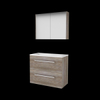 Basic-Line Comfort 39 ensemble de meubles de salle de bain 80x39cm avec poignées 2 tiroirs lavabo acrylique 1 trou de robinetterie armoire de toilette mfc scotch oak SW350965