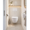 Pack WC QeramiQ Dely Swirl Compact - réservoir encastrable Geberit UP320 - avec bâti-support Burda - abattant slim - plaque de commande en plastique blanc brillant - boutons rectangulaires - blanc mat SW1595630