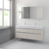 Bruynzeel Passo badmeubelset 69.8x150x46cm 2 kraangaten 2 wasbakken 4 lades met spiegelkast met softclose ceramic kasjmier grijs SW384777 Bruynzeel Passo badmeubelset 69.8x150x46cm 2 kraangaten 2 wasbakken 4 lades met spiegelkast met softclose ceramic kasjmier grijs SW384777