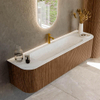 MONDIAZ KURVE-DLUX 170cm Meuble salle de bain avec module 25 G et D - couleur Walnut - 1 tiroir - 2 portes - vasque BIG LARGE centre - 1 trou de robinet - couleur Opalo SW1137715