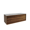 Saniclass Holz Framse Ensemble meuble de salle de bains - 120x45x40cm - 1 tiroir - 2 vasques - 2 trous de robinet - trop-plein - Noyer pure SW1441848
