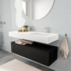 MONDIAZ ALAN 120cm - meuble bas - urban - 1 tiroir - lavabo suspendu - vasque à droite - 1 trou de robinet - talc SW408648