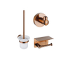 Fortifura Calvi Ensemble pour toilettes - porte-rouleau de papier toilette - brosse de toilettes - patère pour serviette - cuivre brossé PVD (Cuivre) SW1390001