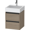 Duravit Ketho 2 meuble sous-lavabo - 2 tiroirs - 48.4x46x54.9cm - poignées anthracite - chêne terra mat SW772387
