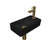 Ink Versus pack lave-mains – 36 x 18 x 9 cm – porcelaine noir mat – perçage à droite – robinet doré brossé SW450911