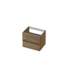 INK Wastafelonderkast - 60x45x52cm - 2 lades - greeploos - met houten keerlijst - MFC - Zuiver eiken SW439234