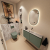 MONDIAZ TURE-DLUX Meuble toilette - 100cm - Army - EDEN - vasque Glace - position centrale - sans trou de robinet SW1103156