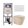 QeramiQ Dely Toiletset - 36.3x51.7cm - diepspoel - rimless - Geberit UP320 inbouwreservoir - softclose toilet zitting 35 mm - glans witte bedieningsplaat - rechthoekige knoppen - mat beige SW1236510