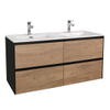 Adema Industrial Badmeubelset 120x45.5x58cm met overloop hout/zwart SW333551 Adema Industrial Badmeubelset 120x45.5x58cm met overloop hout/zwart SW333551