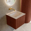 MONDIAZ KURVE-DLUX 50cm badmeubel kleur Ruby met 1 lade en 0 deuren. Wastafel GRUNNE Midden zonder kraangat Nata. SW1432502