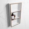 Mondiaz Easy nis 29.5x59.5x8cm voor Inbouw/opbouw 3 open vakken Solid surface Talc/Rust SW643789