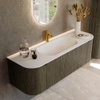 Mondiaz KURVE Ensemble meuble de salle de bains - 140x46x40cm - 1 tiroir - 2 portes - vasque solid surface - central - 1 trou de robinet - Shadow SW1414238