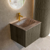 MONDIAZ KURVE-DLUX Meuble de salle de bains 50cm couleur Shadow avec 1 tiroir et 0 porte. Lavabo GRUNNE Central 1 trou de robinet Oza. SW1432497