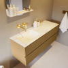 Mondiaz VICA-DLUX ensemble de meuble de salle de bain - 130cm - meuble sous-vasque oro - 4 tiroirs - lavabo encastré cloud gauche - sans trous de robinet - version haute de 60cm - ostra SW1085704