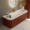 Mondiaz KURVE Ensemble de meuble de salle de bains - 130x46x40cm - 1 tiroir - 2 portes - lavabo solid surface - centre - 1 trou de robinet - Ruby SW1416119