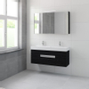Bruynzeel Mino badmeubelset 56x120x38cm 2 kraangaten 2 wasbakken 2 lades met spiegelkast met softclose zwart eiken SW384612 Bruynzeel Mino badmeubelset 56x120x38cm 2 kraangaten 2 wasbakken 2 lades met spiegelkast met softclose zwart eiken SW384612