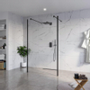Fortifura Galeria Vrijstaande Inloopdouche - 120x200cm - helder - antikalk - 8mm veiligheidsglas - 2 zijwanden - 40cm - wandsteunen en hoekprofielen - mat zwart SW993112