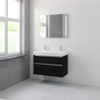 Bruynzeel Pinto badmeubelset 65.3x90x46cm 2 kraangaten 1 wasbak 2 lades met spiegel met softclose composite zwart eiken SW384770 Bruynzeel Pinto badmeubelset 65.3x90x46cm 2 kraangaten 1 wasbak 2 lades met spiegel met softclose composite zwart eiken SW384770