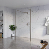 Fortifura Galeria Vrijstaande Inloopdouche - 110x200cm - helder - antikalk - 8mm veiligheidsglas - 2 zijwanden - 30cm - wandsteunen en hoekprofielen - PVD - geborsteld gunmetal (antraciet) SW992956
