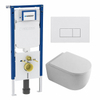 QeramiQ Dely Swirl Toiletset - 36.3x51.7cm - Geberit UP720 Duofix Sigma inbouwreservoir - 35mm zitting - glans witte bedieningsplaat - rechthoekige knoppen - glans wit SW1413868