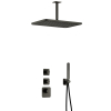Hotbath Gal IBS40 regendoucheset inbouw - 2 functies - 15cm plafondarm - 27cm rechthoekige hoofddouche - Gunmetal geborsteld PVD SW656357