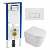 QeramiQ Dely Toiletset - 36.3x51.7cm - diepspoel - rimless - Geberit UP720 inbouwreservoir - softclose toilet zitting - 35mm - mat witte bedieningsplaat - rechthoekige knoppen - mat wit SW1428007