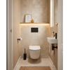 Pack WC QeramiQ Dely Swirl Compact - réservoir encastrable Geberit UP320 - avec bâti-support Burda - abattant 25 mm - plaque de commande en métal noir mat - boutons ronds - blanc brillant SW1592321