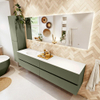 Mondiaz VICA Ensemble de meubles de salle de bains - 200cm - army - 4 tiroirs - Lavabo MOON - gauche - sans trou de robinet - couleur talc - Version XL 60cm de haut SW1189228