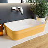 Mondiaz Arvo waskom 55x38x13cm rechthoek opbouw Solid Surface Ocher/Talc SW643568 Mondiaz Arvo waskom 55x38x13cm rechthoek opbouw Solid Surface Ocher/Talc SW643568