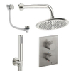 Crosswater MPRO Ensemble de douche de tête encastré - 2 leviers - vidage de baignoire - pomme de douche 30 cm - douchette à main - bras mural - inox brossé SW1472584