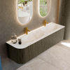 Mondiaz KURVE-DLUX Ensemble de meubles de salle de bains - 165x46x40cm - 2 tiroirs - 1 porte - vasque solid surface - double / droite - 2 trous de robinet - Shadow SW1414387