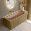 MONDIAZ KURVE-DLUX meuble de salle de bains 125cm arrondi Droit couleur Dusk avec 1 tiroir et 1 porte. Lavabo BIG MEDIUM Gauche sans trou de robinet Arena. SW1431372