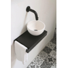 Ink Jazz XS lave-mains – rond – 36 x 20 cm – polystone blanc mat – vasque à droite – cadre et tablette noir mat SW541204