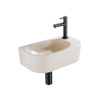 QeramiQ Fuente pack lave-mains – demi-rond – 40 x 21,5 x 12 cm – céramique beige – perçage à droite – robinet noir mat SW1232798
